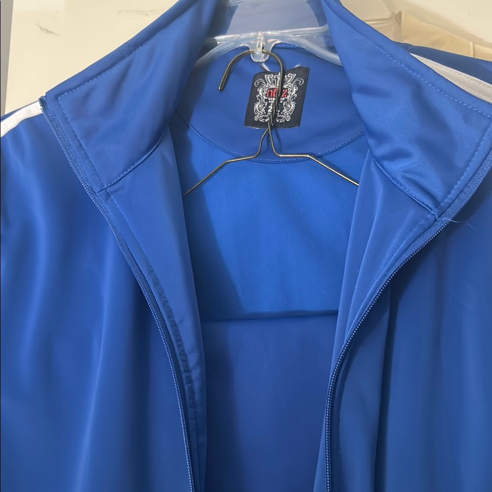 Blue Track Jacket and pants with White Stripes